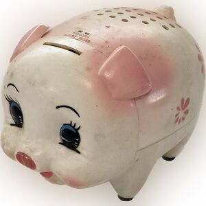 Vintage Talking Piggy Bank Cute Pig Untested AS IS Kitschy